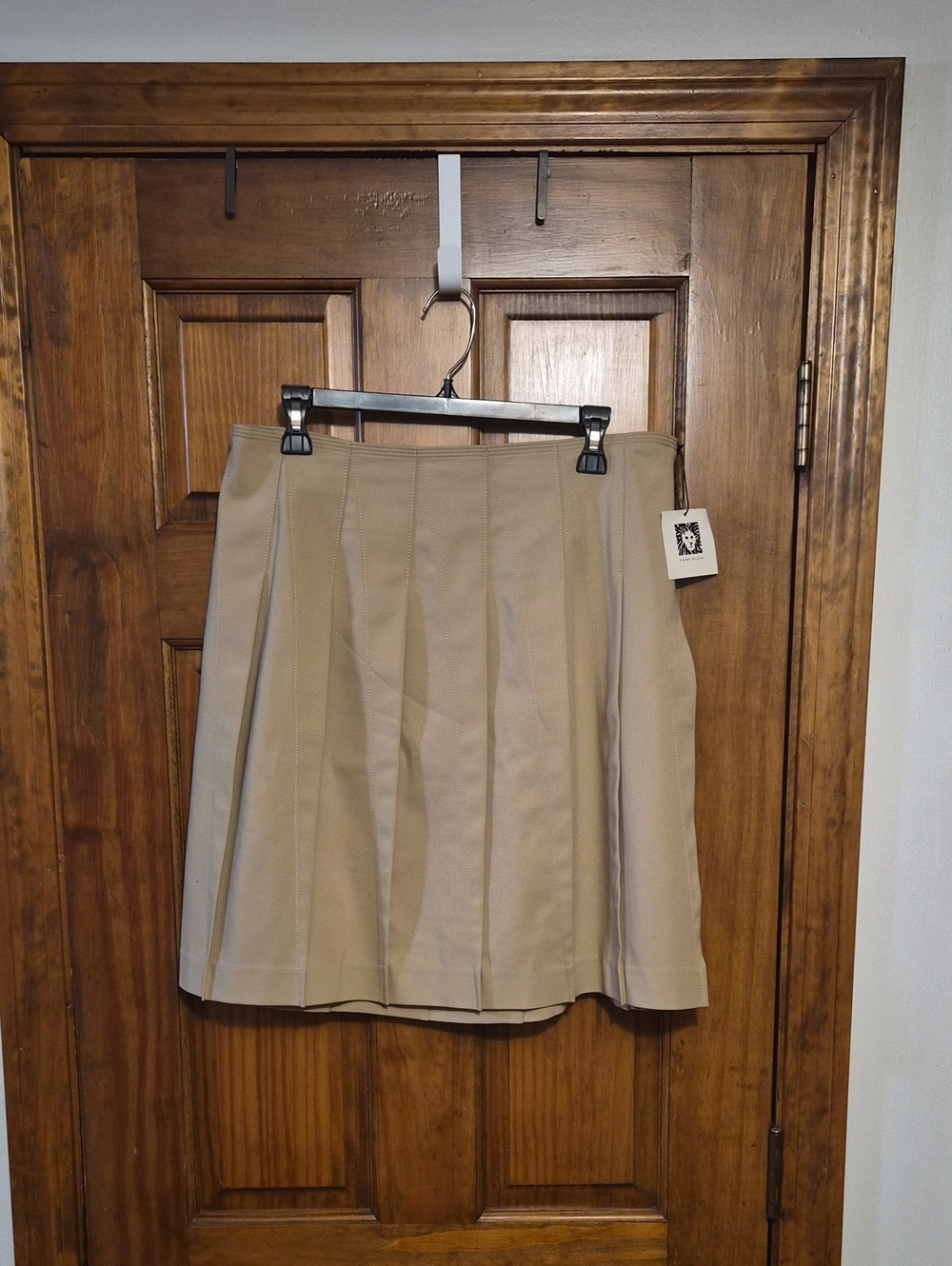 Anne Klein Khaki Pleated A-Line Skirt